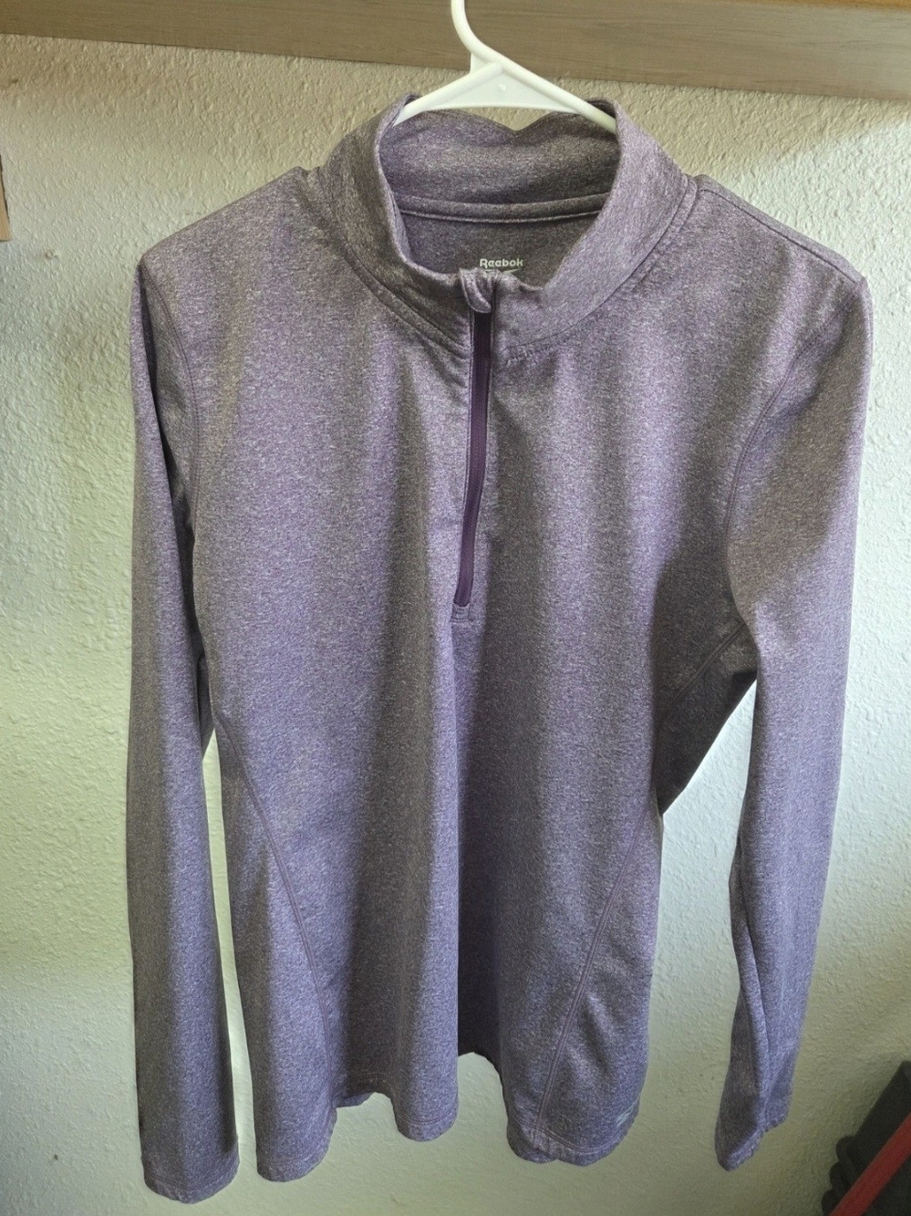 Reebok Women's Heather Lavender Quarter-Zip Turtleneck Pullover